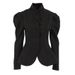 European And American Style Simple Breathable Black Puff Sleeve Waist-cinching Blazer For Women, 2025 Winter High-end_ecoleips.com