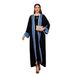Women Cardigan Abaya Elegant Contrast Color Tassel Long Dress Muslim Dubai Arab Clothing_ecoleips.com