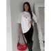 Simple Stylish Letter And Heart Print Oversized "no Pants" Look 100% Cotton Short-sleeve T-shirt Fashion Top_ecoleips.com