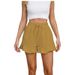 2025s Women's Cotton Linen Shorts With Ruffle Hem, Elastic Waistband, Drawstring, Casual Pants For Women_ecoleips.com