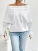Women's Casual Off Shoulder Top With Drawstring Detail - Stylish & Comfortable Loose Fit Blouse For Everyday Wear_ecoleips.com