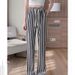 Summer Korean Style Trendy Women's Thin Striped Straight Leg Pants Heavy Duty Digital Print Loose Fit Men's Clothing_ecoleips.com