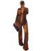 Women's Clothing Women's Style Two Piece Set Printed Mesh Collared Long Sleeved Button Down Cardigan And Flared Trousers_ecoleips.com
