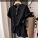 Women's Casual Loose Fitting round Neck Short Sleeve T-Shirt Set with Raglan Sleeves Stylish Sporty Two-Piece Set for Spring/Summer_ecoleips.com
