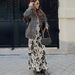 Autumn Winter Sexy Design Printed Strapless Round-neck Versatile Ankle-length Dress, European And American Retro Fashion_ecoleips.com