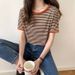 Wholesale Of Striped Short-Sleeved T-Shirts For Women In Summer, Loose Round-Neck Half-Sleeved Casual T-Shirts And Tops_ecoleips.com