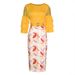 Women's Clothing Elegant Lace Trim Floral Print Bodycon Dress – Plus Size A-Line Midi Dress For Women (Pink/Yellow/Green)_ecoleips.com
