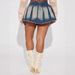 Women's Clothing Denim Pleated Mini Skirt Frayed Edges European And American Style Women's Bottoms_ecoleips.com