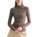 Women's Yoga Jacket With Zipper, Stand-Up Collar, Patchwork Sports Top, Slim Fit, Long Sleeve, Suitable For Running,_ecoleips.com