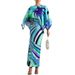 Women's European American Style Printed Shawl Back Slit Two Piece Dress Set Cross Border Positioning Independent Website_ecoleips.com