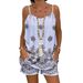 Women's Clothing Print Spaghetti Strap Tank Top And Floral Print Pocket Shorts Set_ecoleips.com
