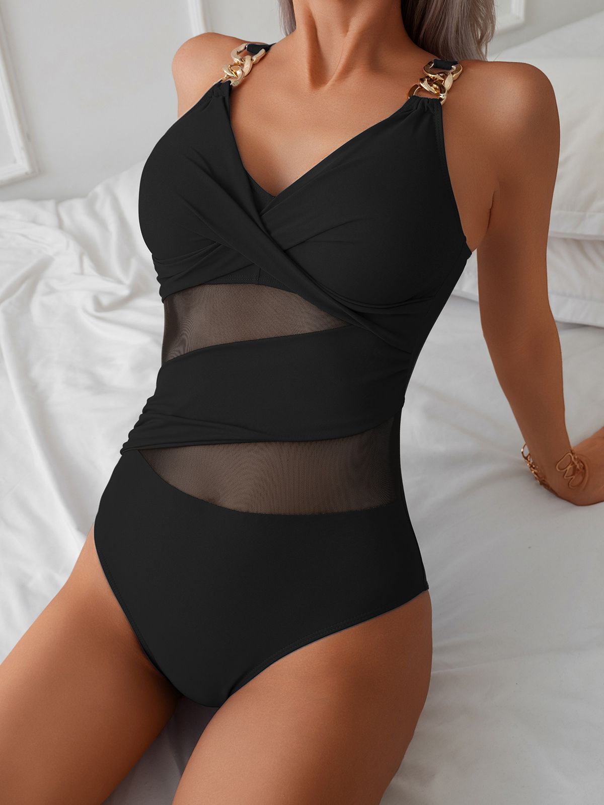 One Piece Solid Color Swimsuit For Women_ecoleips.com