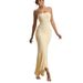 Luxury Solid Tone Bandeau Open‑Back Formal Gown High Waist Fitted Floor‑Length Evening Dress_ecoleips.com