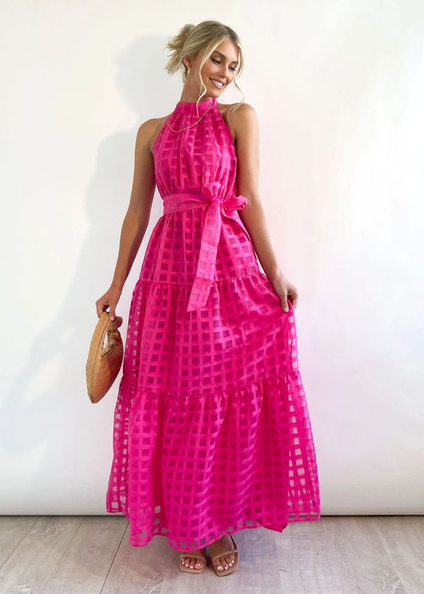 2026 European And American Summer New Casual High-End Sleeveless Waist-Cinching Flared Gentle Style Women's Long Dress_ecoleips.com