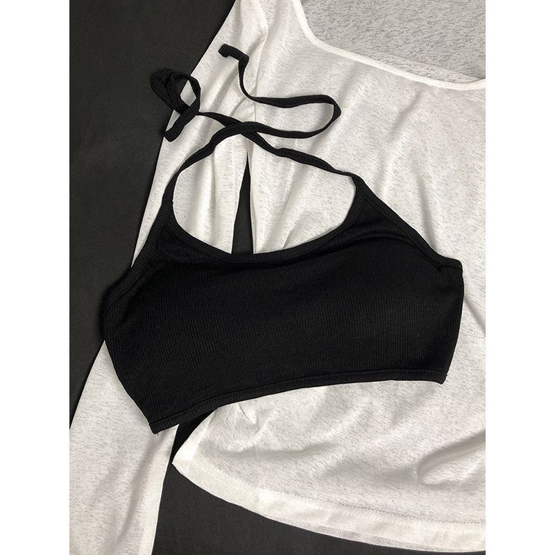 Women's Clothing Hottie Summer Suit Hollow Pleated Sunscreen Knitted Blouse Long Sleeved Suspenders Thin Vest Two Piece Suit_ecoleips.com