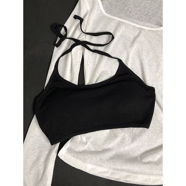 Women's Clothing Hottie Summer Suit Hollow Pleated Sunscreen Knitted Blouse Long Sleeved Suspenders Thin Vest Two Piece Suit_ecoleips.com