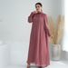 Modest Abaya Dress Exquisite Solid Color Lace Dress For Muslim Women Fashionable Polyester Dress For Middle East_ecoleips.com