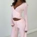 Women's Sexy V Neck Long Sleeved Top And Fashion Casual Trousers Set Spring 2025 New Cross Border Trade Casual Wear_ecoleips.com