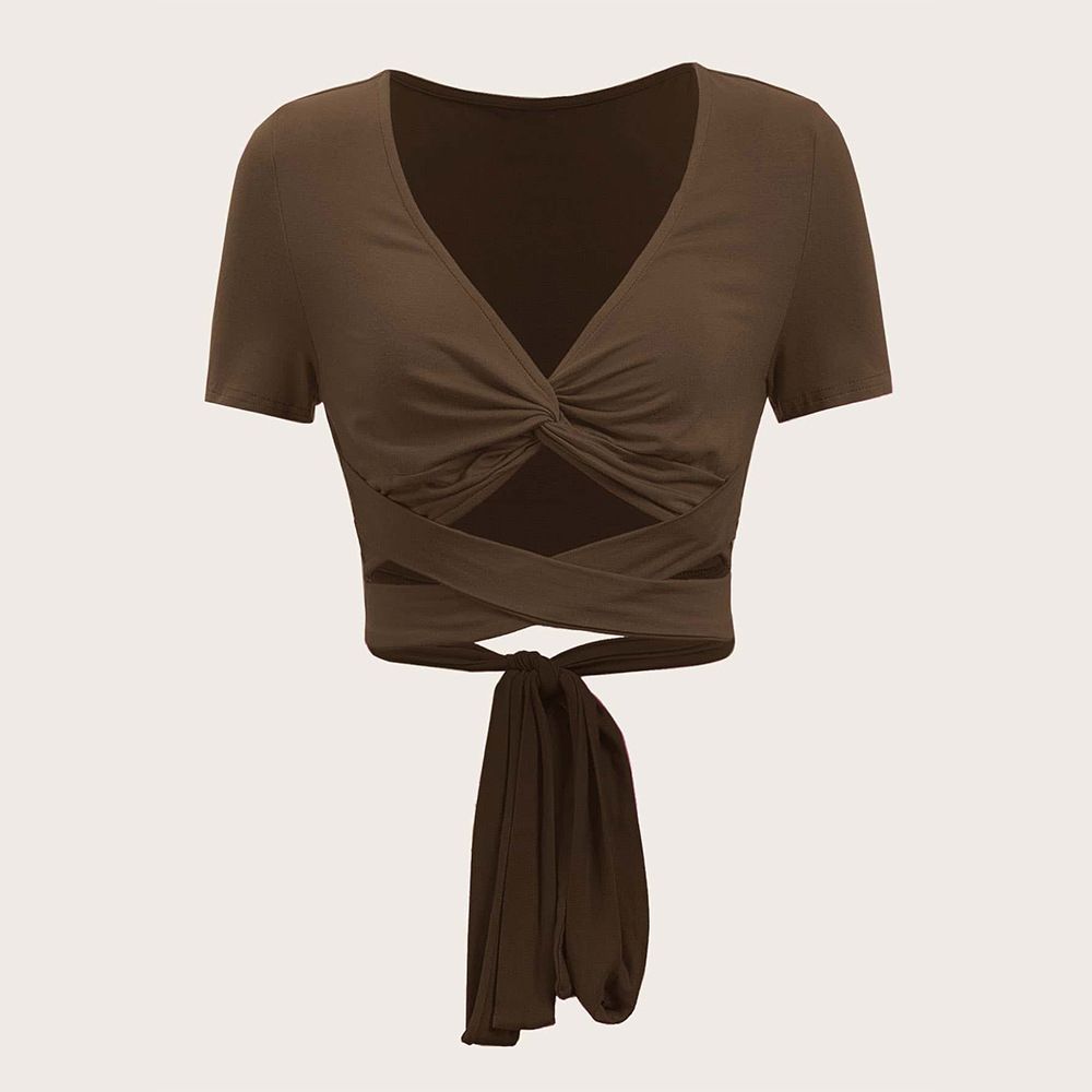 Voya Women's Clothing 2026 Spring/summer New Sexy Sweet And Spicy T-shirt Slim Fit And Slimming, Exposed Navel Short Top_ecoleips.com