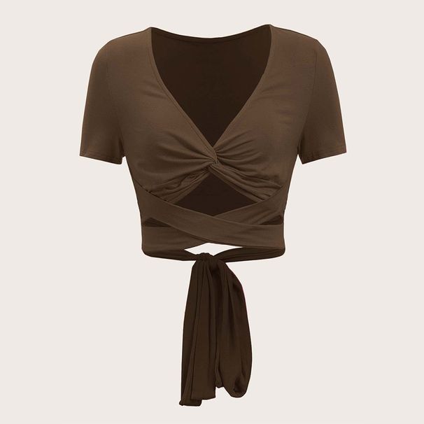 Voya Women's Clothing 2026 Spring/summer New Sexy Sweet And Spicy T-shirt Slim Fit And Slimming, Exposed Navel Short Top_ecoleips.com