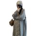 Autumn Winter New Korean Fashion Striped Vest Dress + Gray Coat Two-Piece Set For Pregnant Women_ecoleips.com