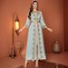 Women's Clothing Elegant Pea Green Lace-Trimmed Dress – Floral Embroidered V-Neck Maxi Dress With Layered Hemline_ecoleips.com