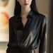 European American Design, Niche Professional Style, High-end Luxury, Vintage Unique And Exquisite Purple Shirt Top For_ecoleips.com