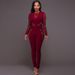 Lace Bodysuit Jumpsuit – Long Sleeve High-Waisted Lace Romper For Women (S-XL, Polyester, Sexy Lace Design, Tight Fit, Party Wear)_ecoleips.com