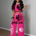 Women's Hip Hop Streetwear Set Sports Print Vest And Casual Wide Leg Pants Style_ecoleips.com