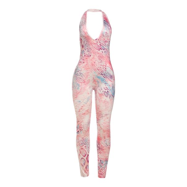 Summer Sexy Hot Girl Sleeveless Leopard Print Deep V Neck Backless Bodycon Bodysuit Women's Jumpsuit Romper_ecoleips.com