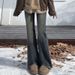 Cement Gray Raw Edge Flared Jeans For Women, New Summer Style, Plus Size, High-waisted, Slimming, Hip-covering, Stretchy_ecoleips.com