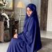 Muslim Solid Color Bell Sleeve Robe Two-Piece Set For Women With Large Hijab And Skirt P402_ecoleips.com