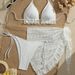 Sexy Three Piece Bikini Set European American Style Gauze Skirt Swimsuit Halterneck Solid Color for Women Adult Swimwear_ecoleips.com