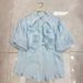 Women's Clothing Women's Rhinestone And Beaded Stand Collar Blouse Lantern Sleeve Unique Ruffle Top Gentle Elegant Light Luxury Youthful_ecoleips.com