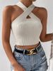 Women's Clothing New Slim Fit Cross Halter Neck Knitted Sweater Vest Top_ecoleips.com