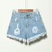 2025s Yiwo Clothing Plus 90kg Ripped Frayed Hem Distressed Large Size Denim Shorts Hot Pants Summer Women_ecoleips.com
