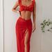 Women's Clothing Three-piece Swimsuit Long Backless Bikini With Ruffle Edge Pure Color Fashionable Women's Swimwear_ecoleips.com