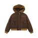 girl American Retro Thickened Hooded Cotton Jacket 2025 Winter Women's Loose Short Fur Collar Parka_ecoleips.com