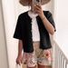 European And American Style New Short-sleeved Knitted Cardigan, Solid Color Half-open Collar Buttoned Sweater, Women's_ecoleips.com