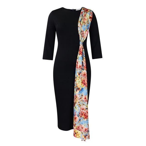 plus Size Women's Elegant Pencil Skirt Dress Bodycon Patchwork African Style 2024 Amazon Fashion D539_ecoleips.com