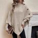 High-Neck Cape Knit Sweater – Women’s Batwing Sleeve Button-Detail Pullover For Autumn & Winter (Khaki/Black/Gray, One Size, Gothic Elegance)_ecoleips.com