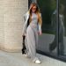 Women's Casual Long Sleeve Round Neck Suit European American Style Spring Autumn New Solid Color Wide Leg Pants_ecoleips.com