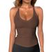 2025 European And American Cross-border Women's Ribbed Tank Top, Summer Basic Style, Sexy Slim-fit Camisole With V-neck_ecoleips.com