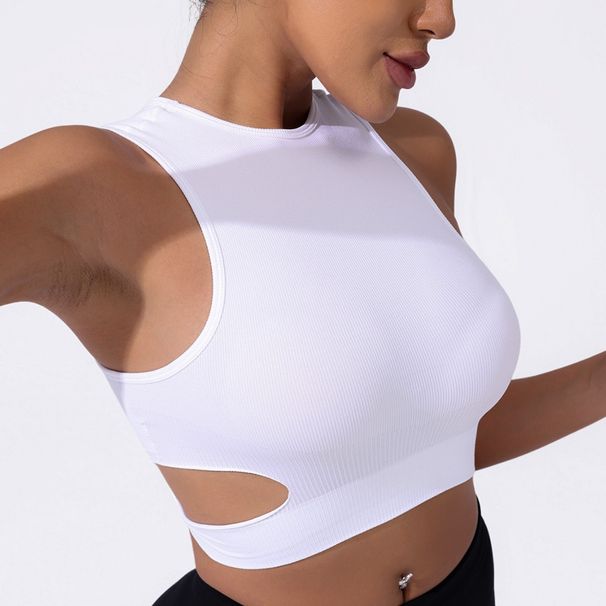 Women's Clothing Sports Bra For Women With Removable Chest Pads Gathered Yoga Running Fitness Tight Solid Color Underwear_ecoleips.com