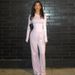 Women's Casual Long Sleeve Round Neck Suit European American Style Spring Autumn New Solid Color Wide Leg Pants_ecoleips.com