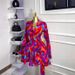 Women's Clothing American Style Dress Long Sleeve Sweet Floral Pleated Skirt Suit Collar Belt_ecoleips.com