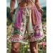 Retro Floral Print Casual Women's Cotton Shorts Bohemian Style Spring/Autumn Regular Fit Independent Site Cross Border_ecoleips.com