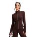 Women's Clothing Slim Fit Sports Jacket Long Sleeve Yoga Top With Finger Cots Stand Collar High End Sportswear_ecoleips.com
