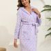 Aria Basics Women's Long Bathrobe, Flannel Robe, Pajamas, Thickened, European American Print, Loose Fit, Suitable For Autumn And_ecoleips.com