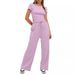 2026 European American Foreign Trade Women's Two-piece Casual Set: Short-sleeved Top And High-waisted Wide-leg_ecoleips.com